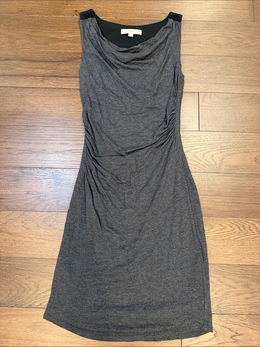 LOFT Sleeveless Draped Neck Dress in Charcoal Gray Size XS - C31-063